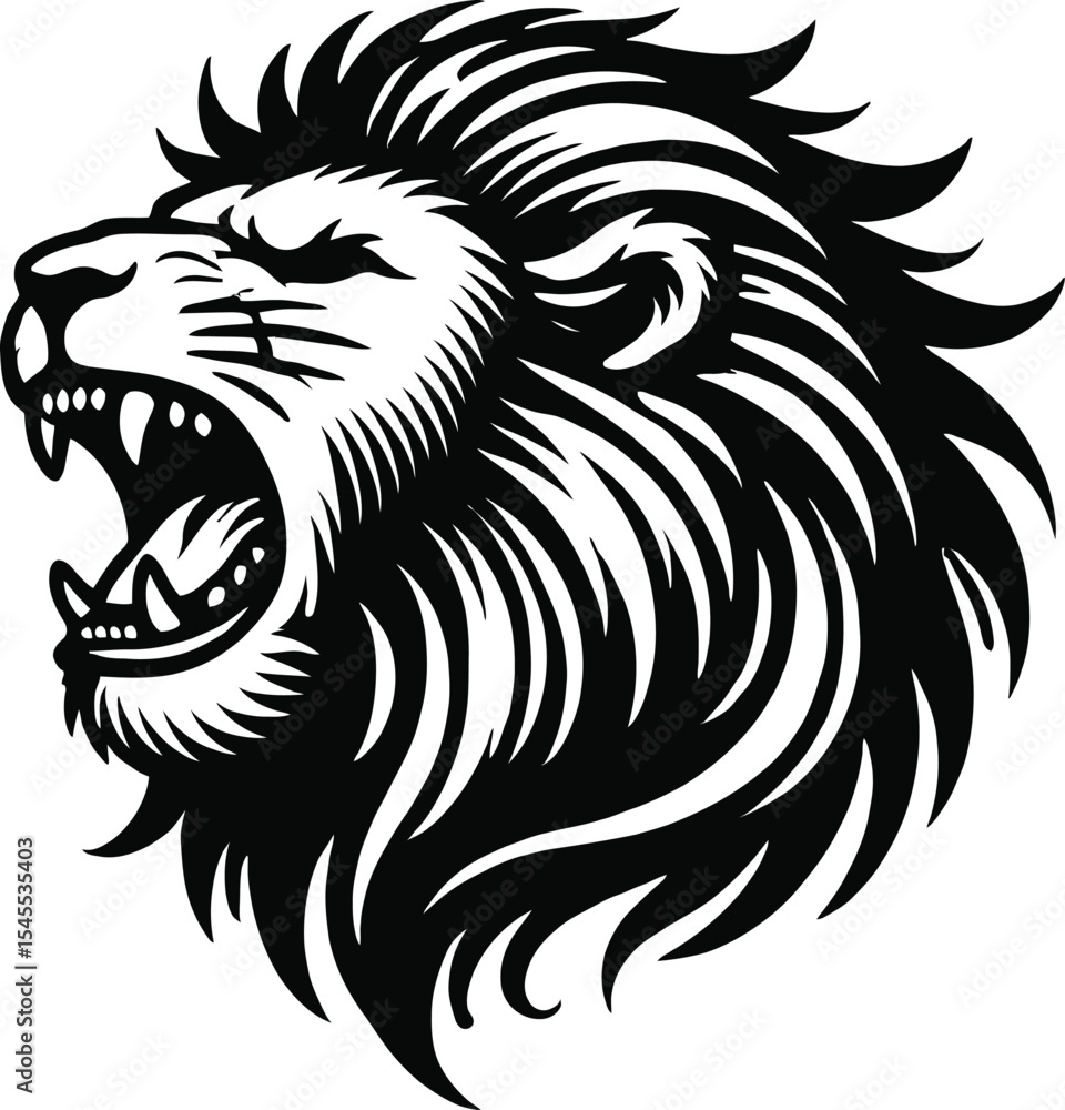 Fototapeta premium Roaring Lion Illustration – Detailed Vector Animal Art