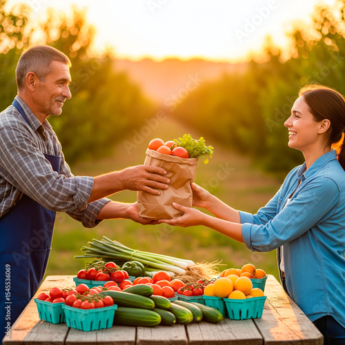 Venta directa de productos orgánicos en huerto