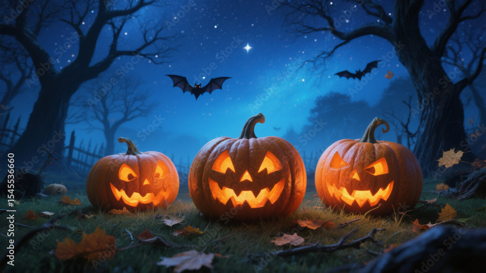 A hauntingly beautiful Halloween scene set under a starry, deep blue night sky. Halloween, Halloween Costumes, Halloween Background, Happy Halloween A hauntingly beautiful Halloween scene set under a starry, deep blue night sky. Halloween, Halloween Costumes, Halloween Background, Happy Halloween