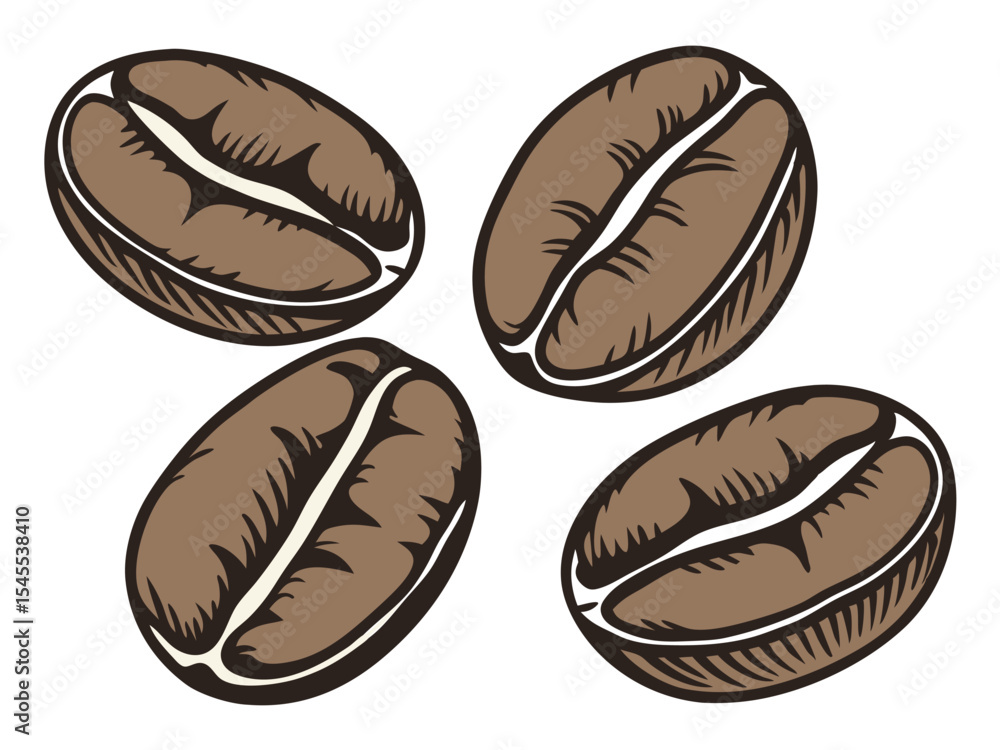 Obraz premium Coffee Beans Illustration Vintage Roasted Aroma Flavor Design.