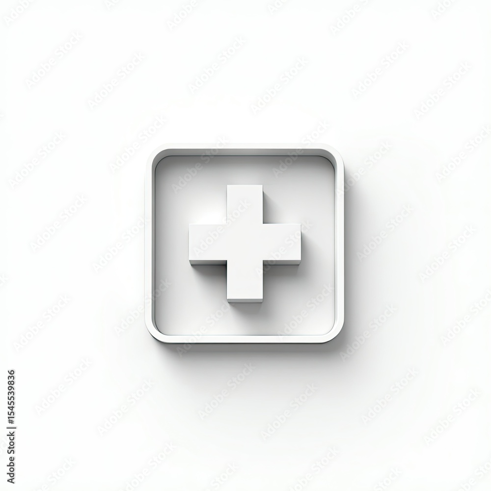 Clean White Medical Plus Sign Icon for Healthcare Applications Clean White Medical Plus Sign Icon for Healthcare Applications