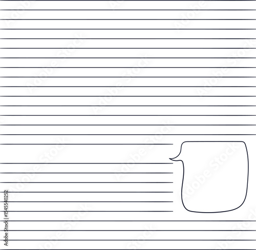 Lined sheet with comic cloud for text or other information