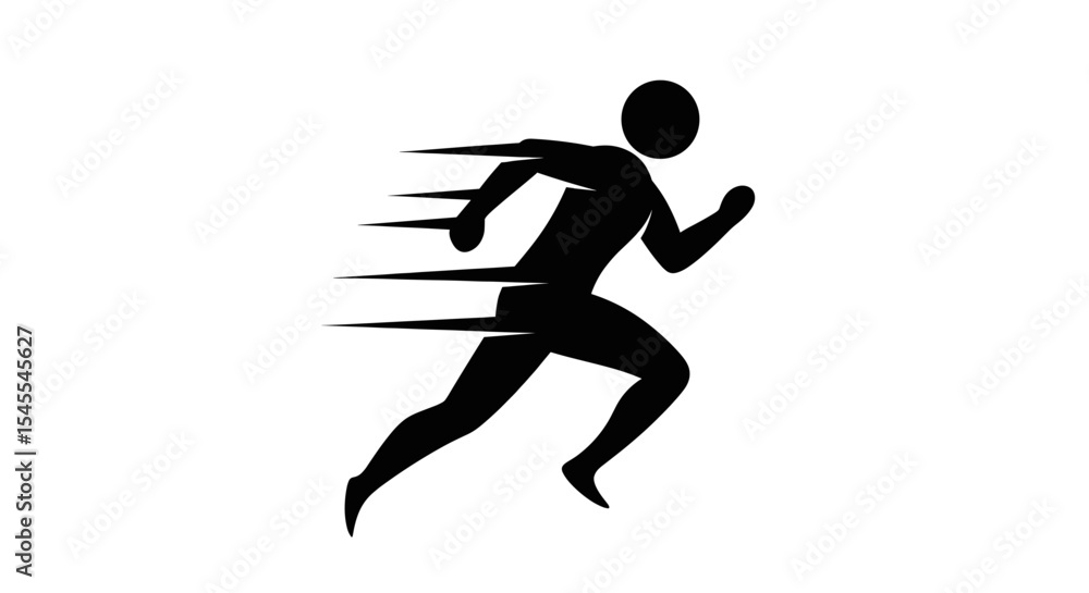 Silhouette of a Runner in Motion with Dynamic Speed Lines Isolated on White Background Silhouette of a Runner in Motion with Dynamic Speed Lines Isolated on White Background