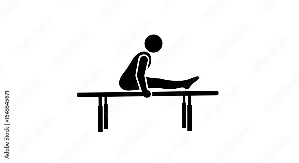 Fototapeta premium Silhouette of a Person Performing Gymnastics Exercise on a Table Isolated on White Background