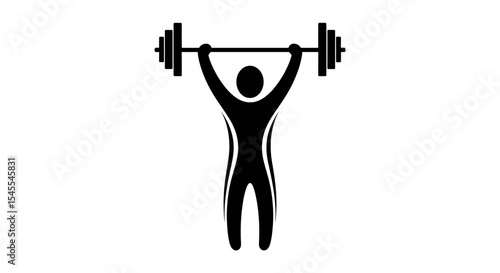 Silhouette of a Person Lifting a Barbell with Weights Representing Strength Training Isolated on White Background