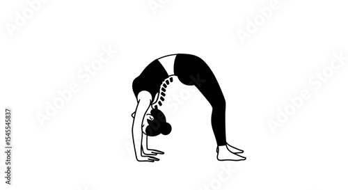 Flexible Woman Performing Backbend Yoga Posture Showcasing Balance and Strength Isolated on White Background