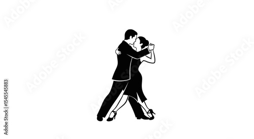 Couple Engaged in Passionate Tango Dance with Elegance and Precision Isolated on White Background