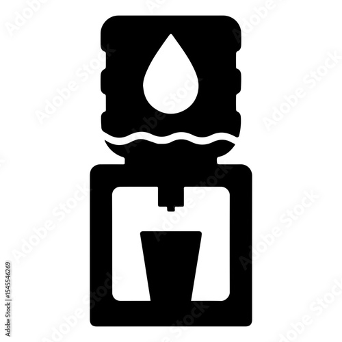 Water cooler icon with transparent background symbolizing office hydration and refreshment station
