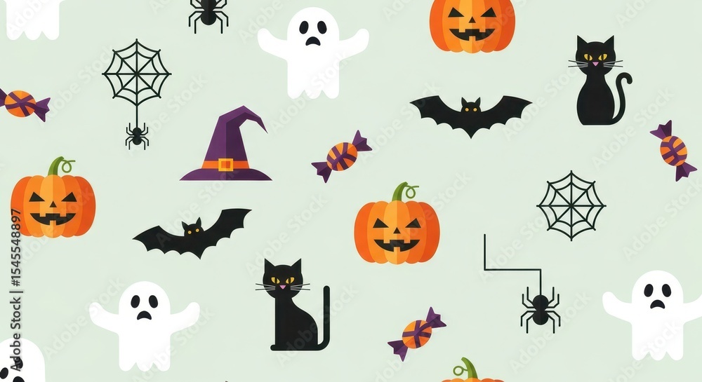 Fototapeta premium A Pixelated Halloween Delight Full of Spooky and Festive Charm Decorations