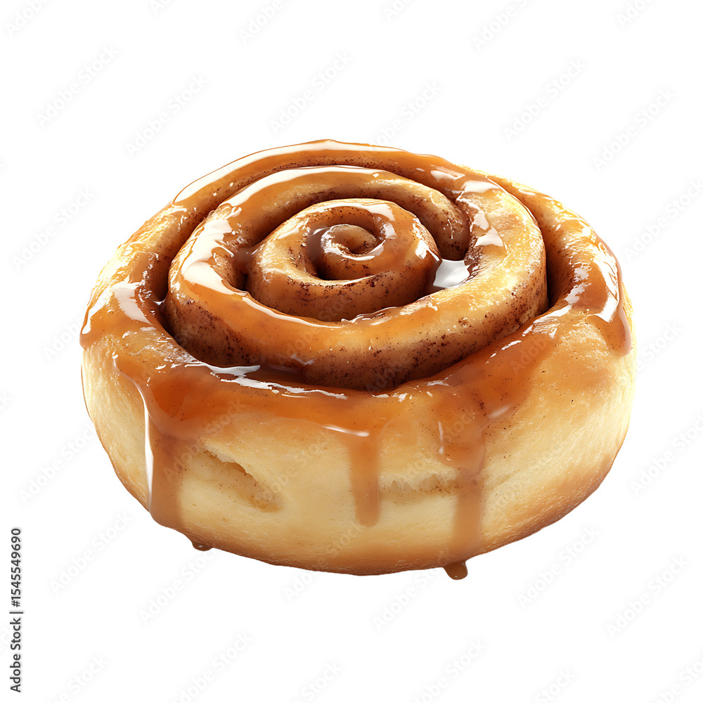 Fototapeta premium Golden Cinnamon Roll with Glaze