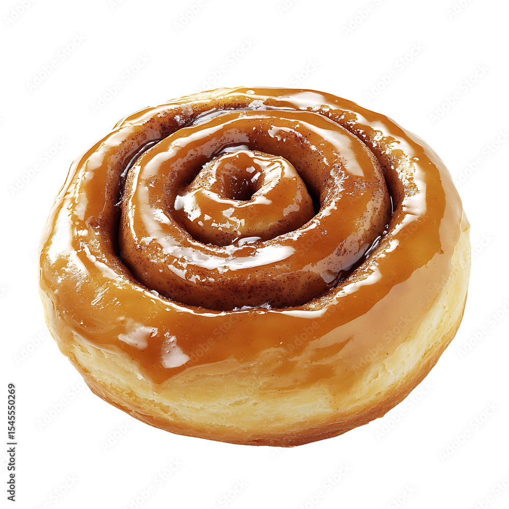 Fototapeta premium Golden Cinnamon Roll with Glaze