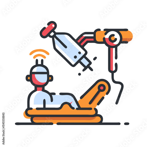 Robotic surgeons performing surgery on a patient in modern lab setting  