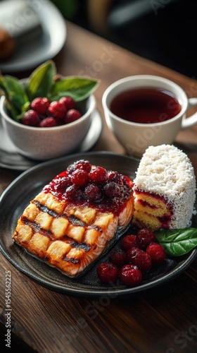 Wallpaper Mural Grilled Dessert With Berries And Coconut Cake Torontodigital.ca