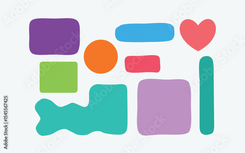 Creative crayon style abstract shapes in flat layout ideal for posters cards and stock graphics unique design Pro