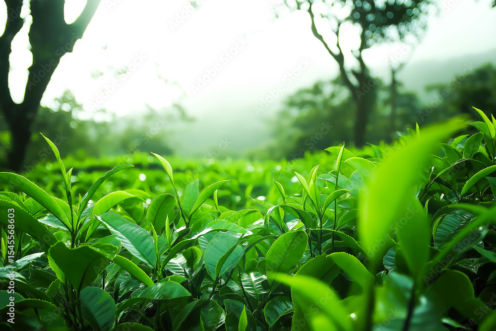 Obraz premium Tea plantation Munnar. Beautiful Nature background. Green fields of tea.
