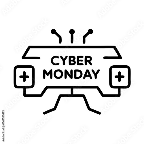 Cyber Monday shopping promotion icon with electronic design  