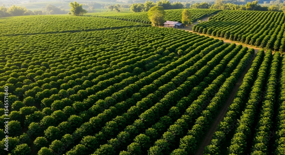 Fototapeta premium Aerial View of Green Crop Fields