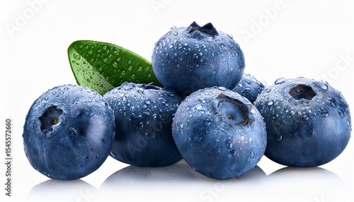 fresh blueberry fruit with water droplets close up food detail isolated on transparent background