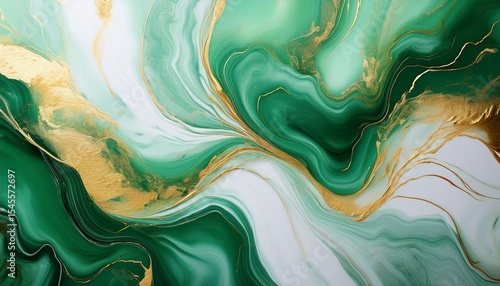 flowy soft green marble background with gold streaks generative ai