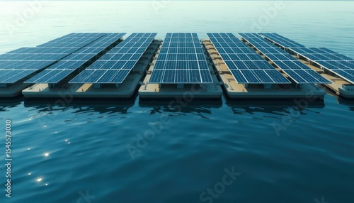 Floating solar panels array, innovative energy source on calm open sea