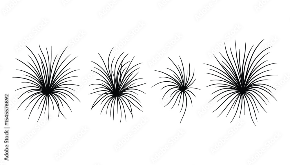 Obraz premium An abstract design featuring radial lines bursting from a central point. Dynamic and energetic pattern. Black and white vector illustration.