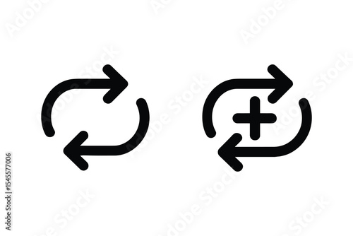 Refresh and Update Arrows Icons Set Black Vector Illustration