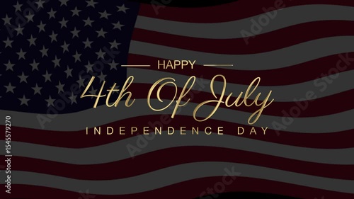 Elegant Happy 4th of July Independence Day with Stylish Typography on Waving US Flag