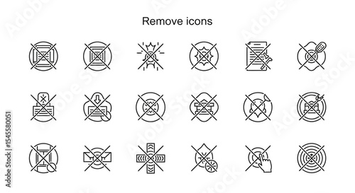 Collection of Black and White Remove Icons with Crosses and Circles