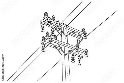 A detailed power line pole vector illustration for electrical distribution. Perfect for technical diagrams and infrastructure projects.