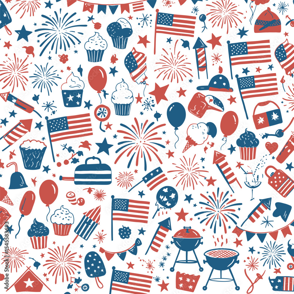 Obraz premium 4th of July Independence Day Celebration Elements Vector White color background