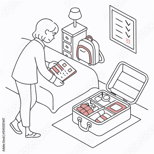 Woman packing suitcase travel trip vacation journey baggage