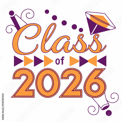Class of 2026 graduation design orange purple