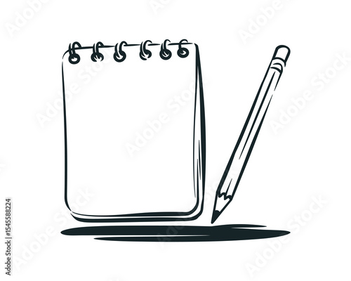 Notepad and Pencil Vector Illustration for Writing and Note Taking