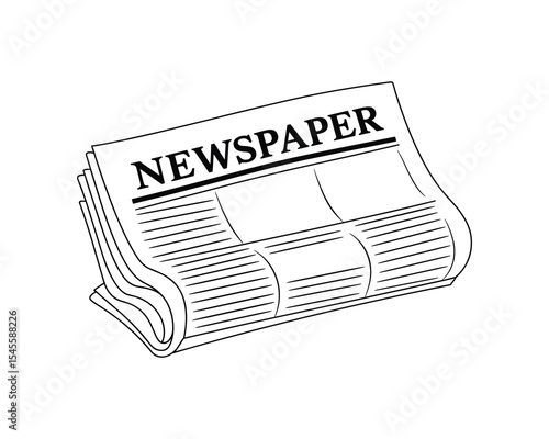 Folded Newspaper Vector Illustration with Headline and Blank Space