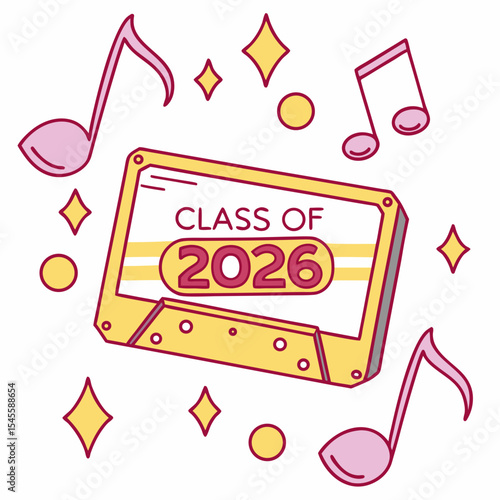 Class of 2026 cassette tape graduation music design
