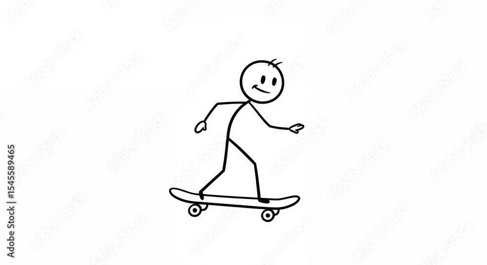 Stick figure skateboarding illustration Stick figure skateboarding illustration