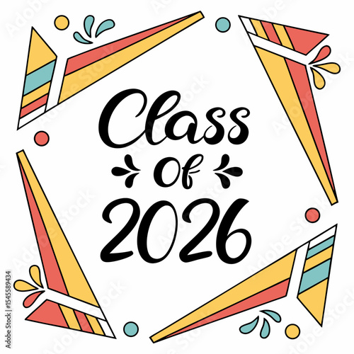 Class of 2026 graduation design retro geometric frame