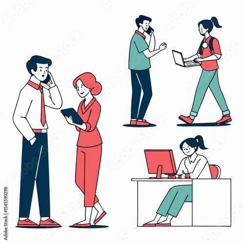 Diverse people working remotely using technology devices