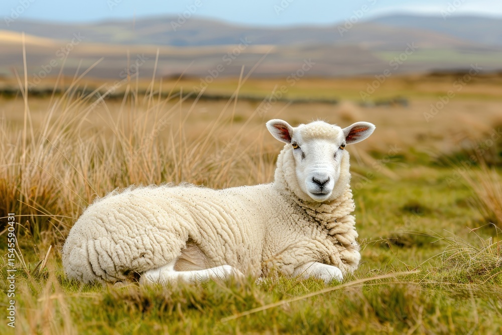 Flawless Image of Laying Sheep in Fields of Scotland United Kingdom Flawless Image of Laying Sheep in Fields of Scotland United Kingdom