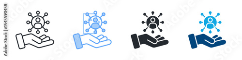 Stakeholder Icon Set Multiple Style. Design In Outline, Blue, Glyph, Dual Tone