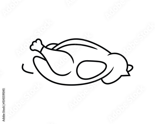 Roasted Bird Illustration for Culinary and Food-Related Design