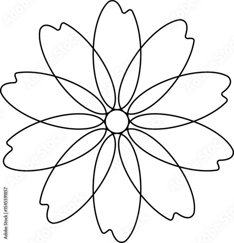 Flower outline drawing simple floral petal design for coloring