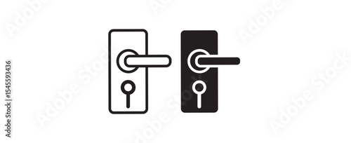 Door handle icon. Modern door lock vector illustration. Home and office security symbol. Entry access and safety mechanism sign. door handle glyph icon 