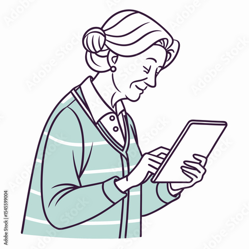 Elderly woman using tablet technology senior citizen