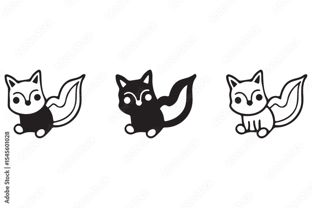 Fototapeta premium Fox cartoon doodle art vector drawing on white background