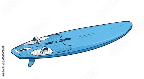 Blue windsurfing board illustration