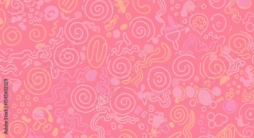 Abstract Pink Background with Doodle Pattern Design