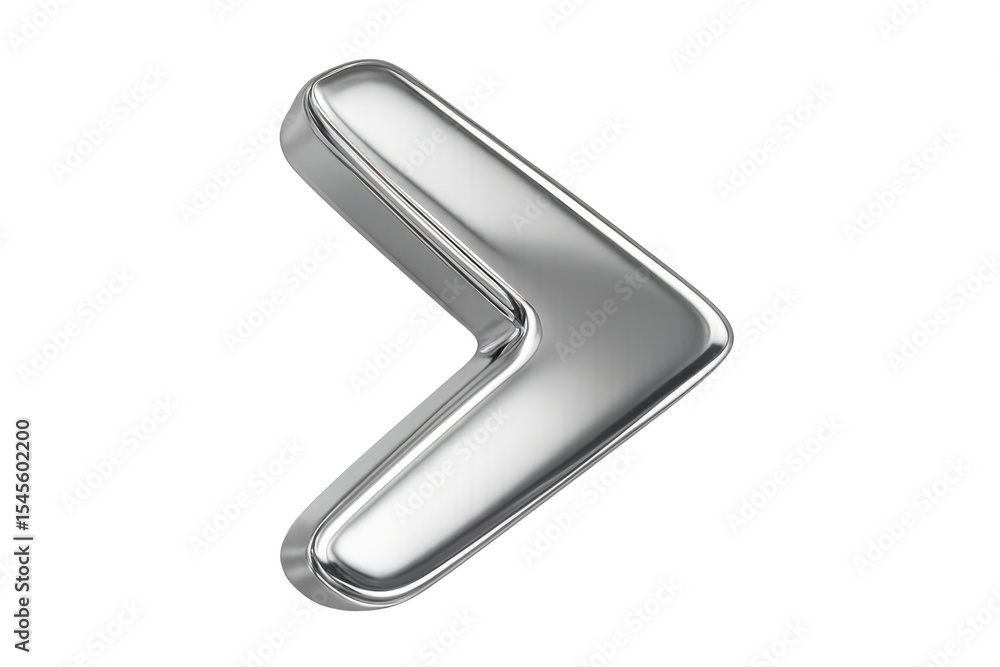 Fototapeta premium Chrome arrow pointing to the right on transparent background, perfect for indicating direction or progress