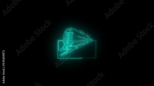 Wallpaper Mural glowing neon Metro rail shape icon gradient color animation Neon metro rail icon blue red color glowing animated black background Torontodigital.ca