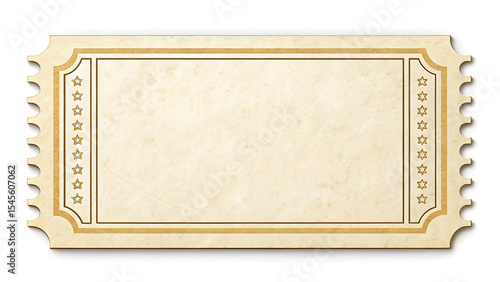 Blank Vintage Ticket Template Event Concert Raffle or Travel Pass Design